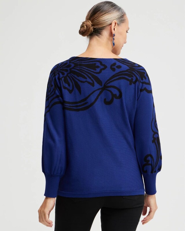 Blue Print Pullover Sweater - image 3
